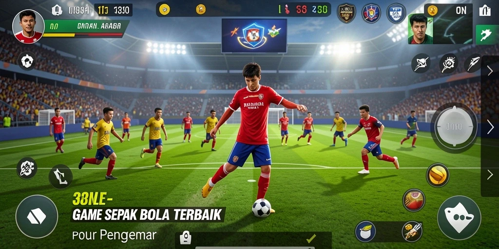 Screenshot gameplay 33L dengan aksi seru dari pertandingan sepak bola.