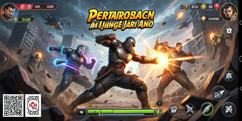 Tampilan seru aksi permainan 8QR dengan pertempuran yang intens.