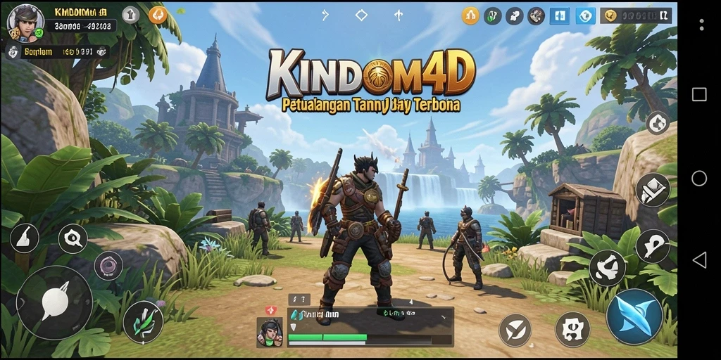 Tampilan gameplay <strong>KINDOM4D</strong> yang menakjubkan dalam dunia terbuka.