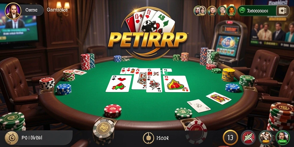 Screenshot utama PETIRRP menampilkan gameplay poker yang seru dan menantang.