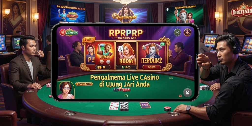 Screenshot gameplay RPRPRP menampilkan momen mendebarkan di kasino langsung.