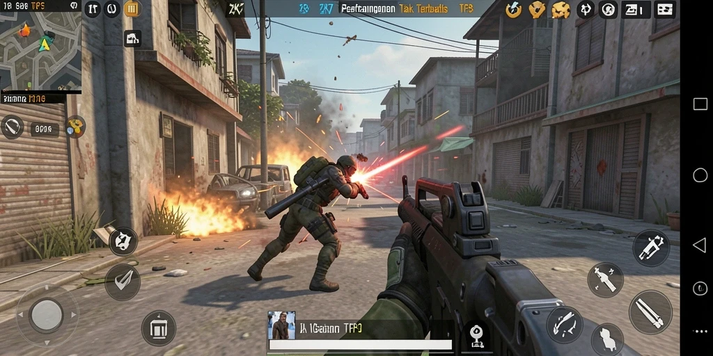Screenshot ZK7 menampilkan aksi seru dalam pertempuran TPS.